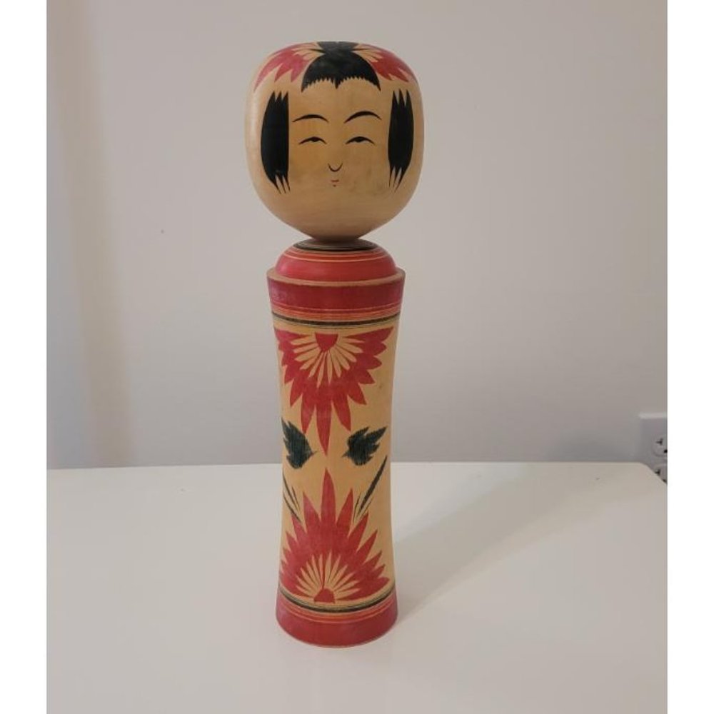 15" Kokeshi Japanese Doll Vintage Traditional Naruko Style Signed 1960's Japan